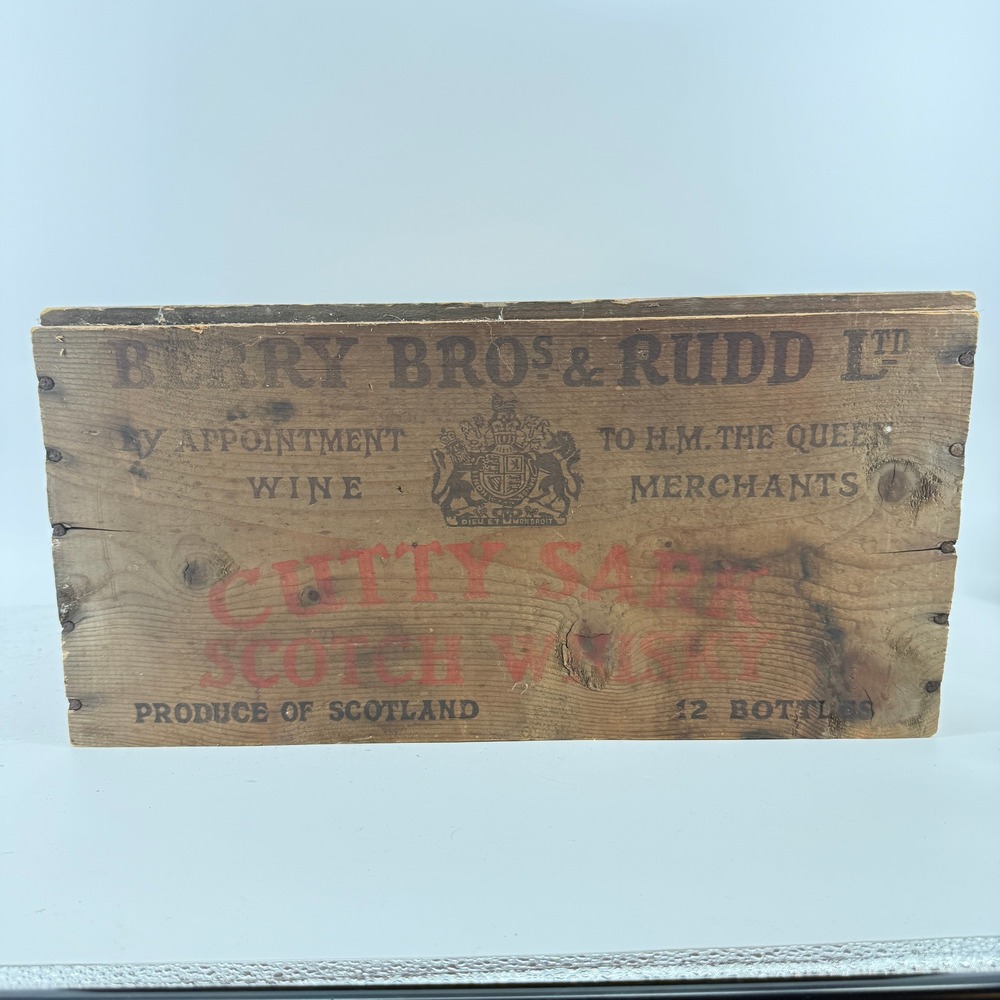 Berry Bros & Rudd Cutty Sark Scotch Whisky Wood Crate Vintage Brown Scotland NY
